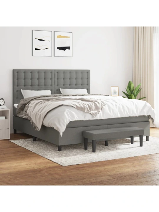 Box spring postel s matrací tmavě šedá 160x200 cm textil