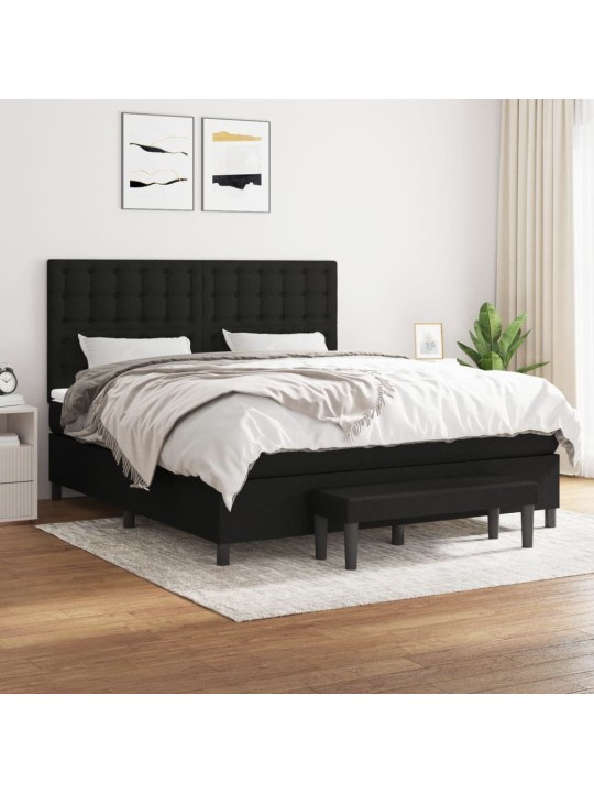 Box spring postel s matrací černá 160x200 cm textil