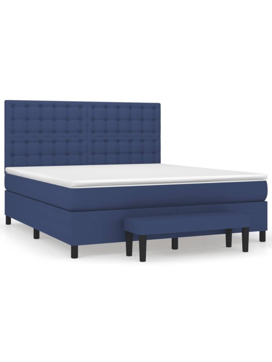 Box spring postel s matrací modrá 160x200 cm textil