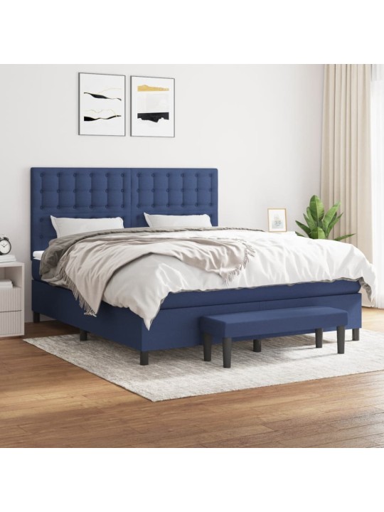 Box spring postel s matrací modrá 160x200 cm textil