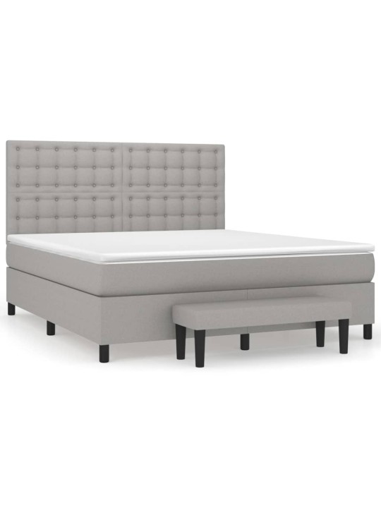Box spring postel s matrací světle šedá 180 x 200 cm textil