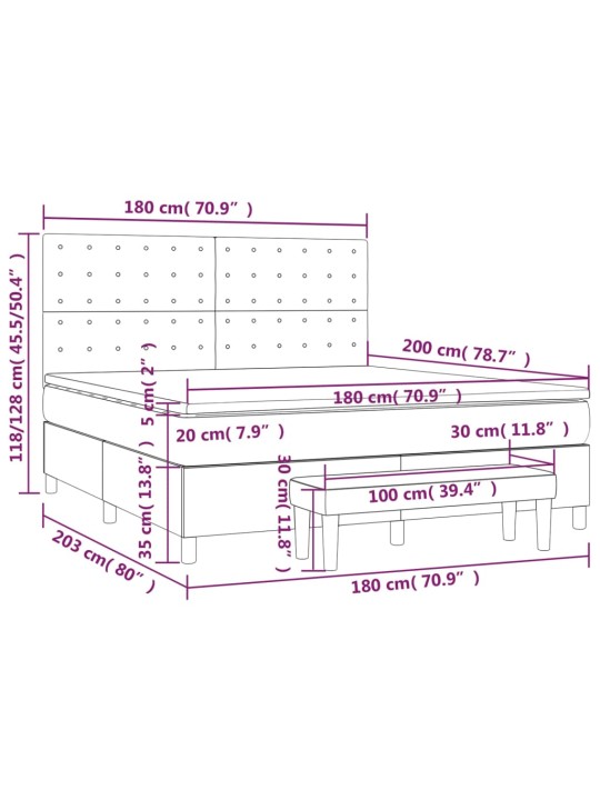 Box spring postel s matrací tmavě šedá 180x200 cm textil