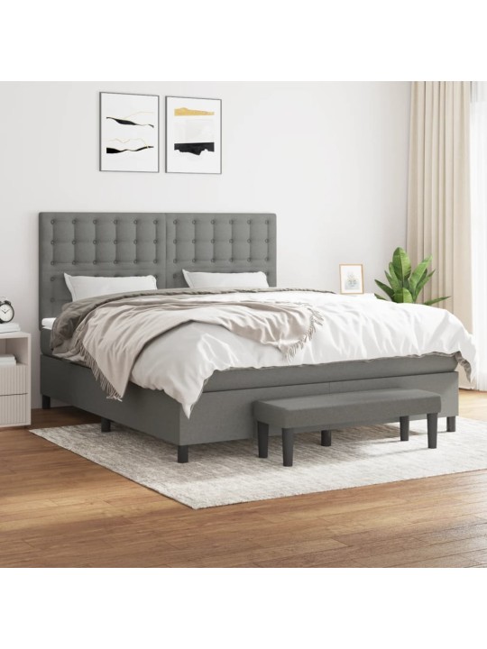 Box spring postel s matrací tmavě šedá 180x200 cm textil