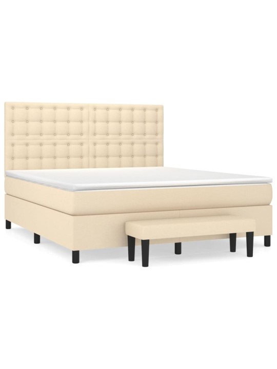 Box spring postel s matrací krémová 180x200 cm textil