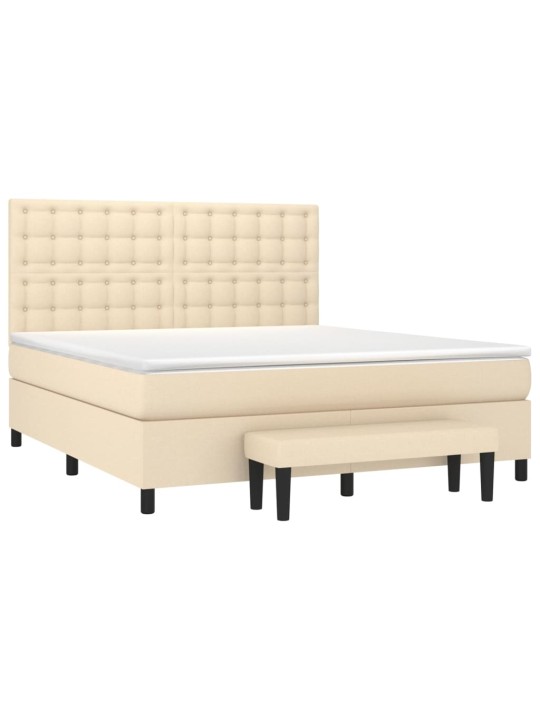 Box spring postel s matrací krémová 180x200 cm textil