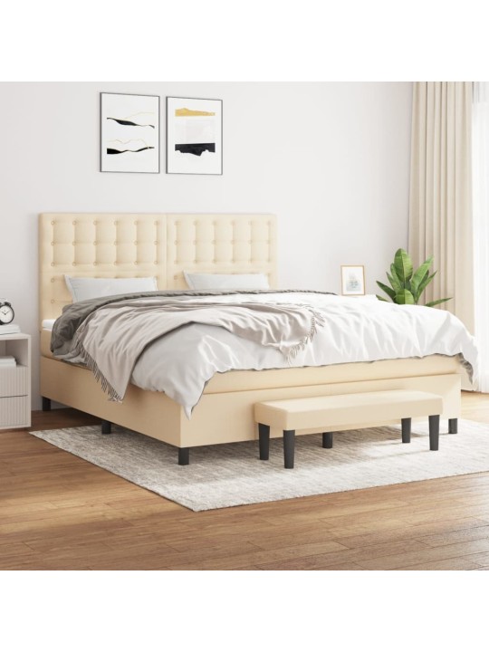 Box spring postel s matrací krémová 180x200 cm textil