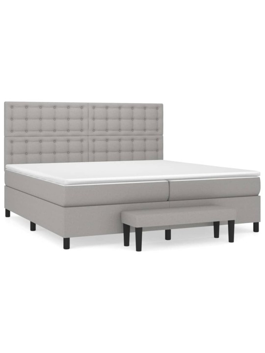 Box spring postel s matrací světle šedá 200 x 200 cm textil