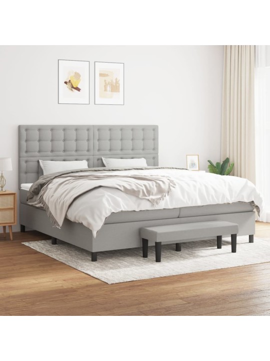 Box spring postel s matrací světle šedá 200 x 200 cm textil