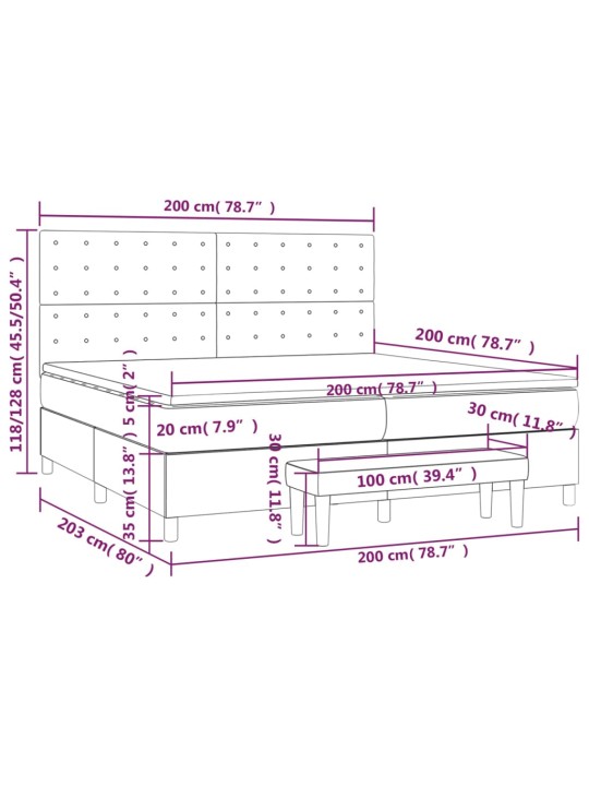 Box spring postel s matrací tmavě šedá 200x200 cm textil