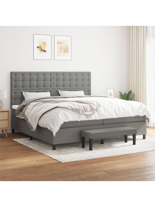 Box spring postel s matrací tmavě šedá 200x200 cm textil