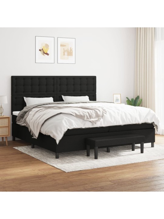 Box spring postel s matrací černá 200x200 cm textil