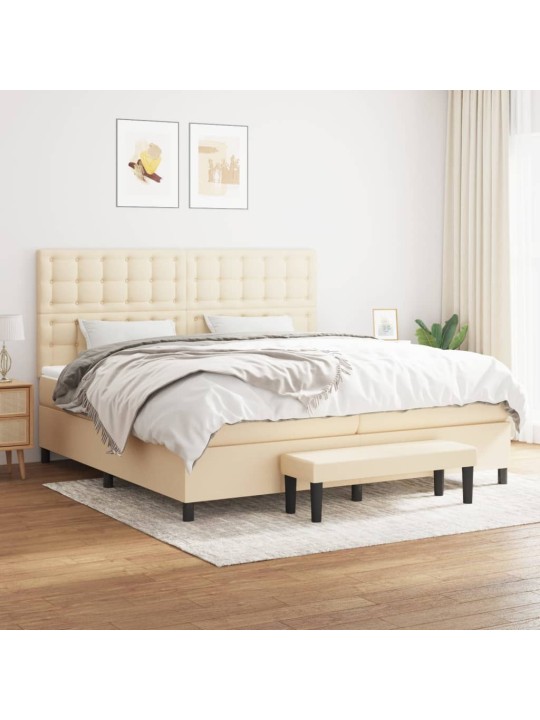 Box spring postel s matrací krémová 200x200 cm textil