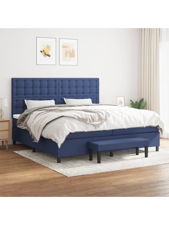 Box spring postel s matrací modrá 200x200 cm textil