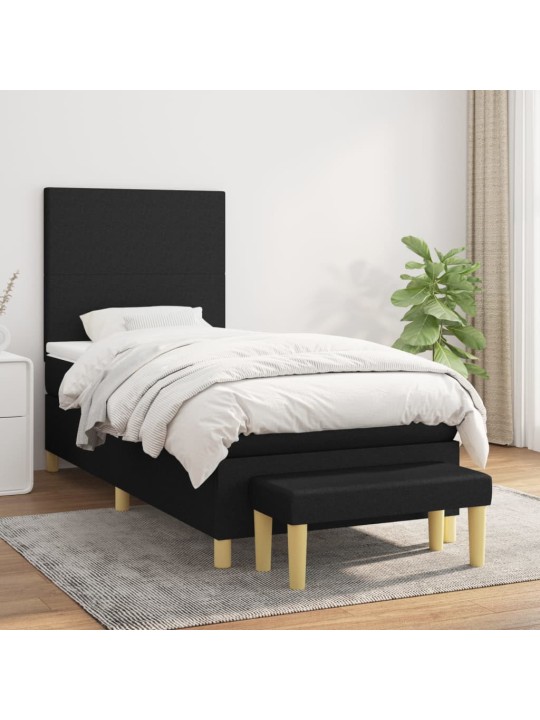Box spring postel s matrací černá 90x190 cm textil