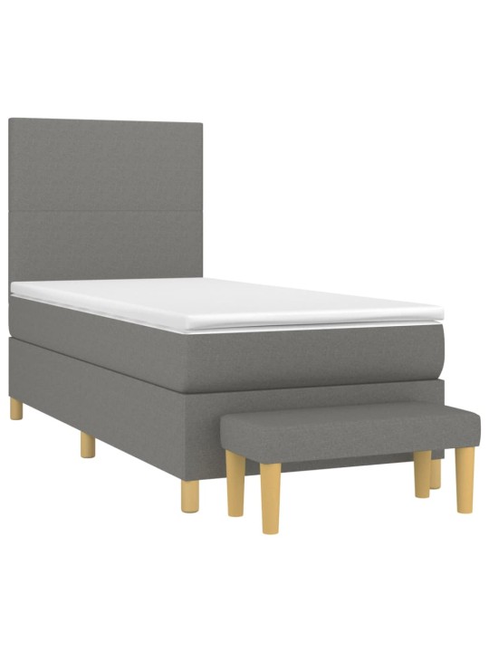 Box spring postel s matrací tmavě šedá 90x200 cm textil