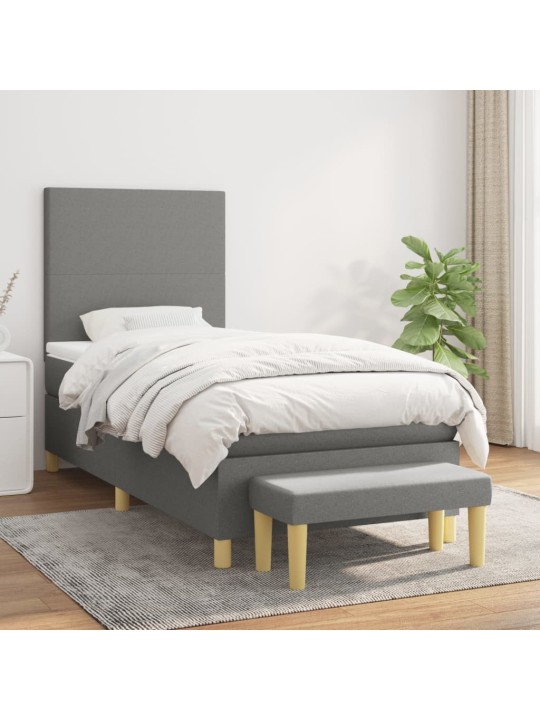 Box spring postel s matrací tmavě šedá 90x200 cm textil