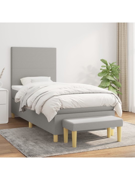 Box spring postel s matrací světle šedý 100 x 200 cm textil