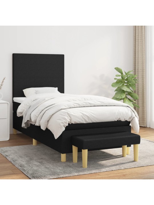 Box spring postel s matrací černá 100 x 200 cm textil
