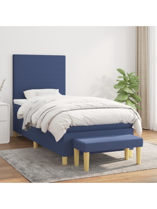 Box spring postel s matrací modrá 100 x 200 cm textil