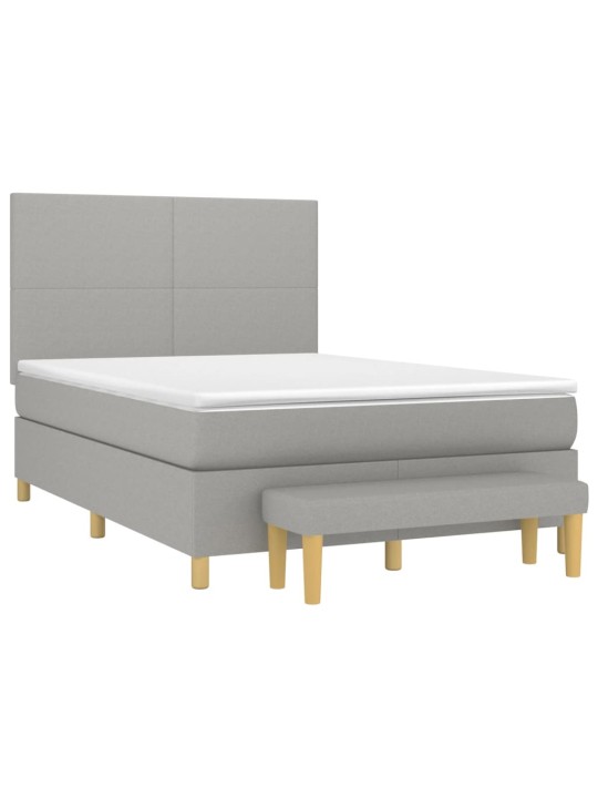 Box spring postel s matrací světle šedá 140 x 190 cm textil