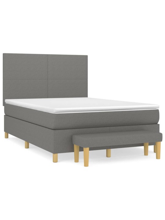 Box spring postel s matrací tmavě šedý 140 x 190 cm textil