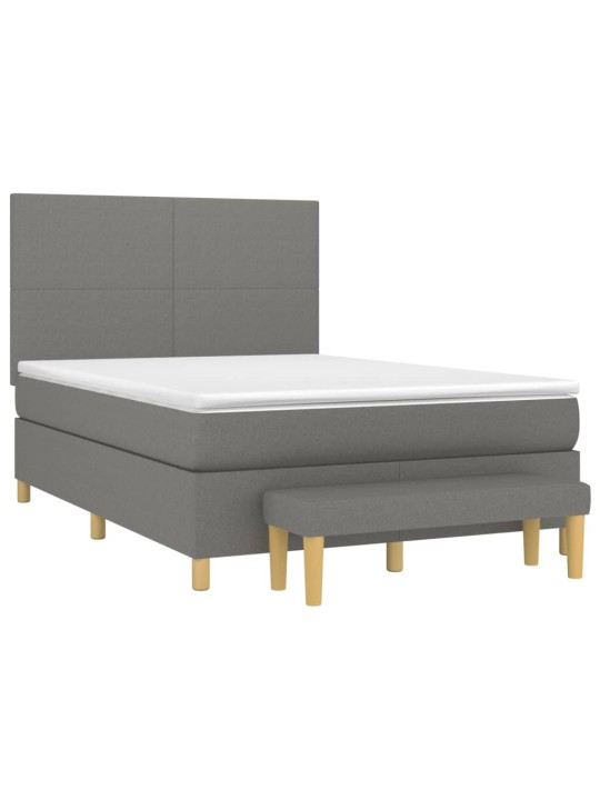 Box spring postel s matrací tmavě šedý 140 x 190 cm textil