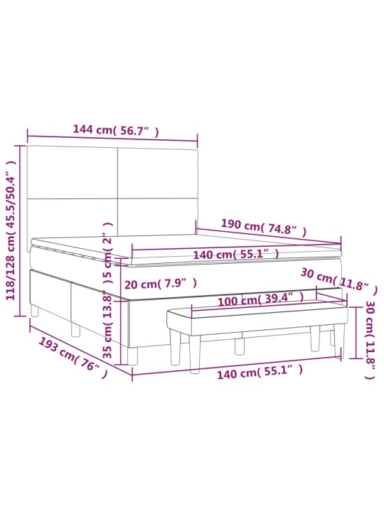 Box spring postel s matrací tmavě šedý 140 x 190 cm textil
