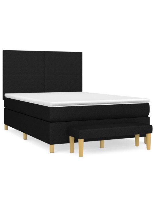 Box spring postel s matrací černá 140 x 190 cm textil