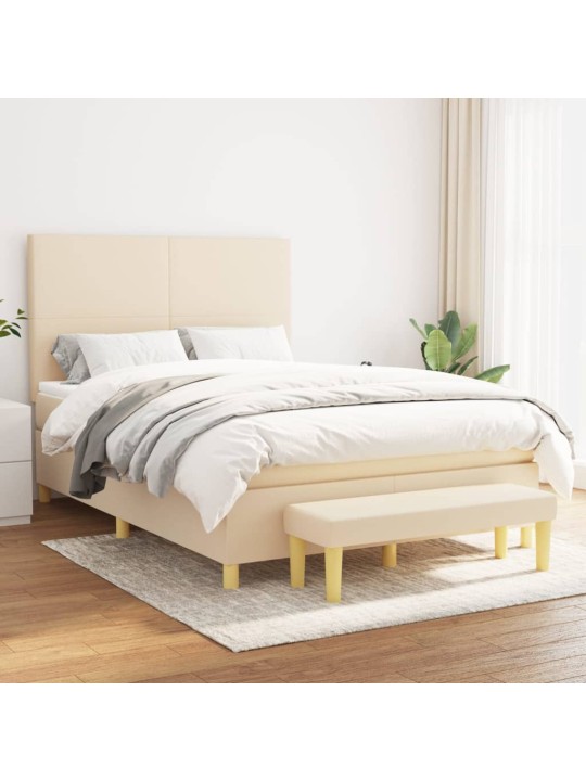 Box spring postel s matrací krémová 140x190 cm textil