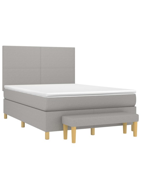 Box spring postel s matrací světle šedá 140 x 200 cm textil