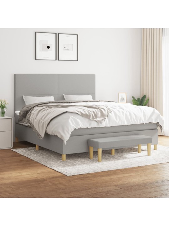 Box spring postel s matrací světle šedá 160 x 200 cm textil