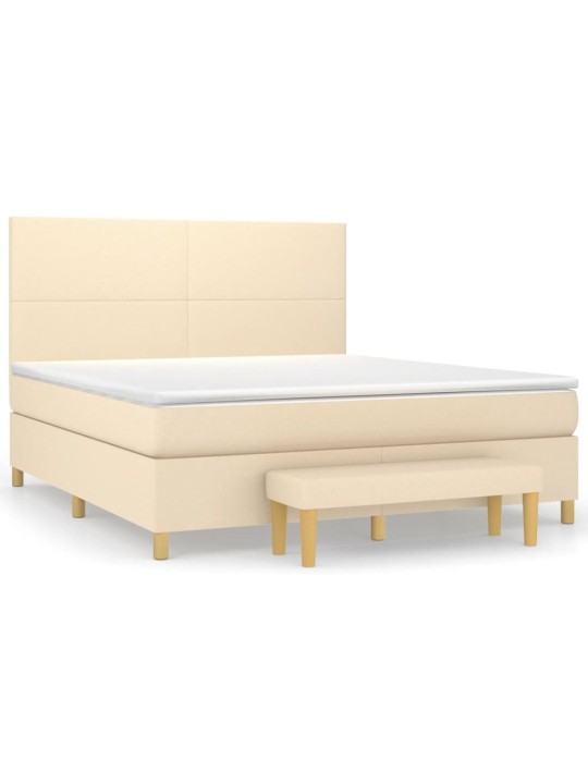 Box spring postel s matrací krémová 160x200 cm textil