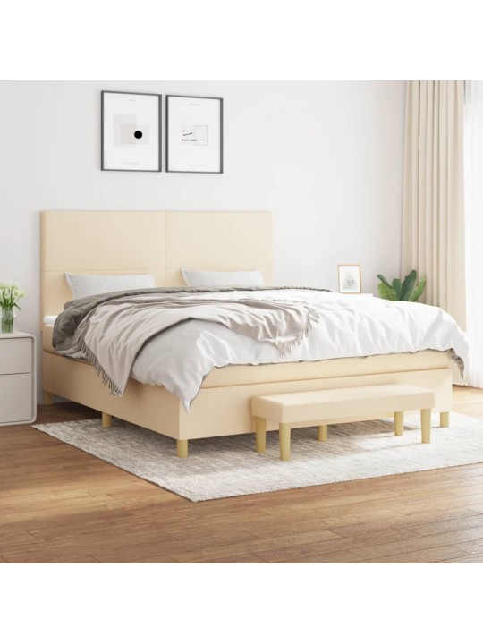 Box spring postel s matrací krémová 160x200 cm textil