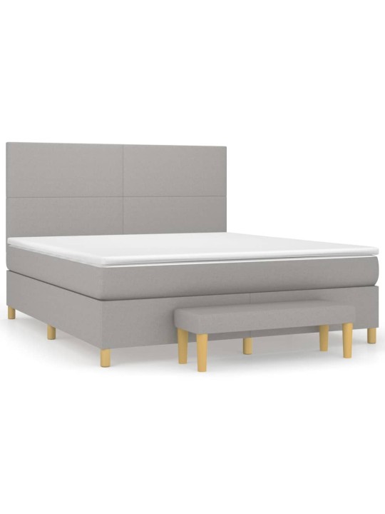 Box spring postel s matrací světle šedá 180 x 200 cm textil