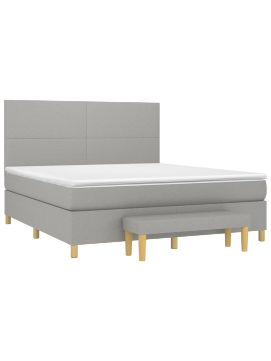 Box spring postel s matrací světle šedá 180 x 200 cm textil