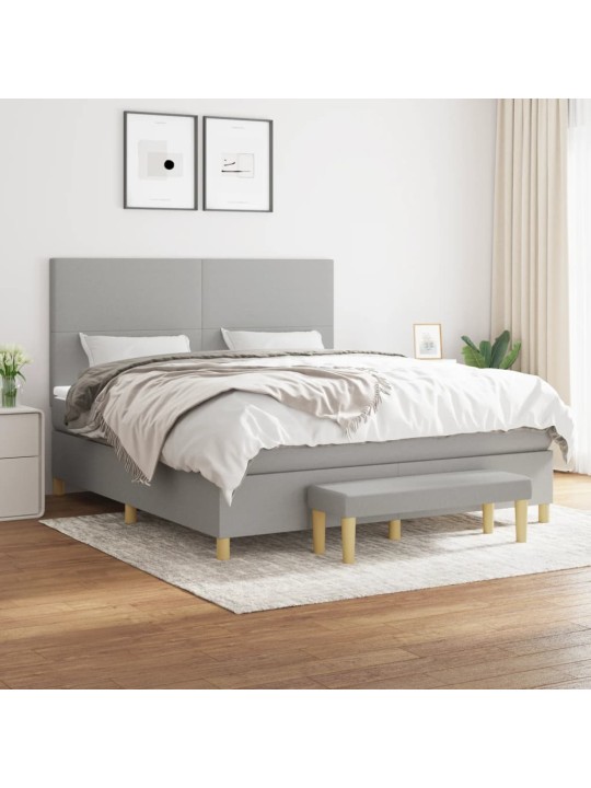 Box spring postel s matrací světle šedá 180 x 200 cm textil