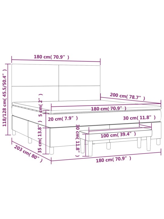 Box spring postel s matrací tmavě šedá 180x200 cm textil