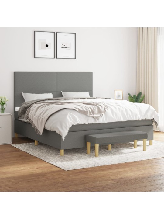 Box spring postel s matrací tmavě šedá 180x200 cm textil