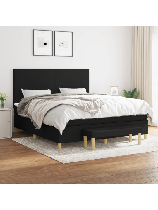 Box spring postel s matrací černá 180x200 cm textil