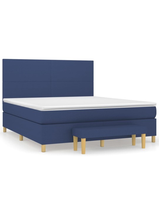 Box spring postel s matrací modrá 180x200 cm textil