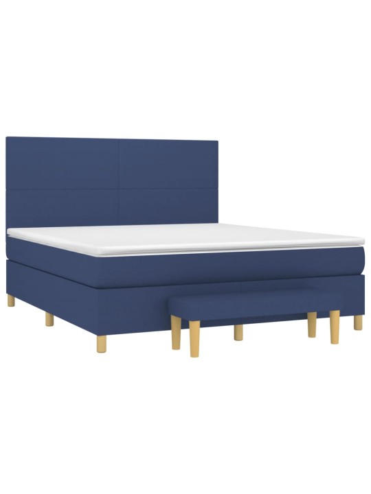 Box spring postel s matrací modrá 180x200 cm textil