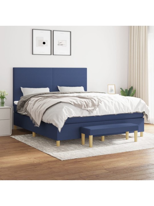 Box spring postel s matrací modrá 180x200 cm textil
