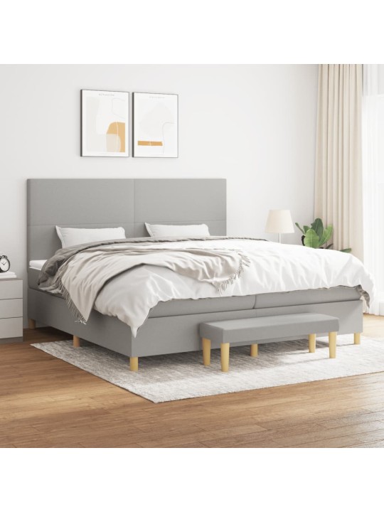 Box spring postel s matrací světle šedá 200 x 200 cm textil