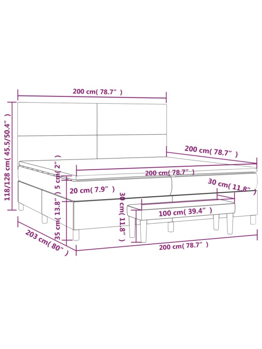 Box spring postel s matrací tmavě šedá 200x200 cm textil