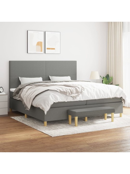 Box spring postel s matrací tmavě šedá 200x200 cm textil