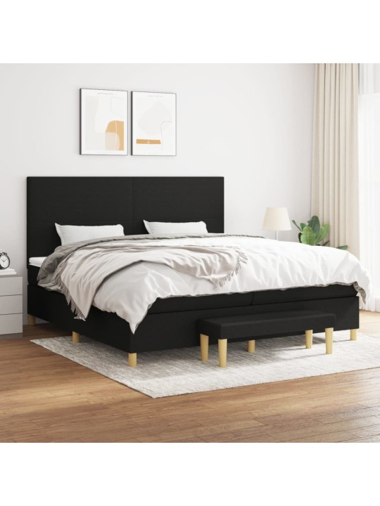 Box spring postel s matrací černá 200x200 cm textil