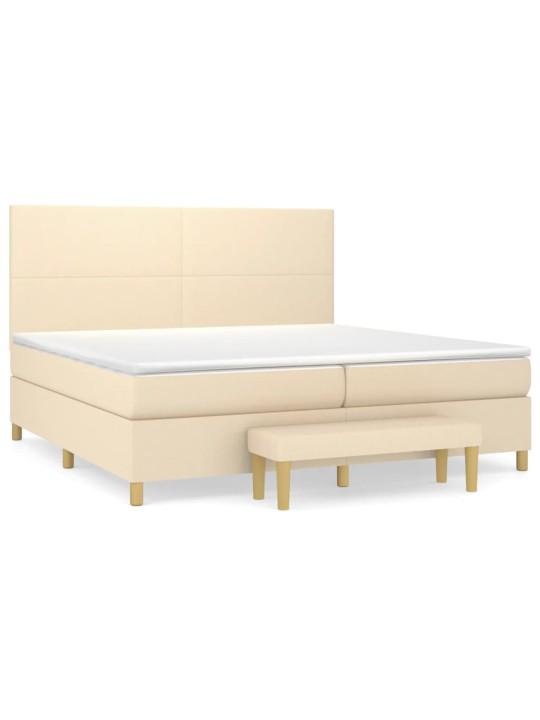 Box spring postel s matrací krémová 200x200 cm textil