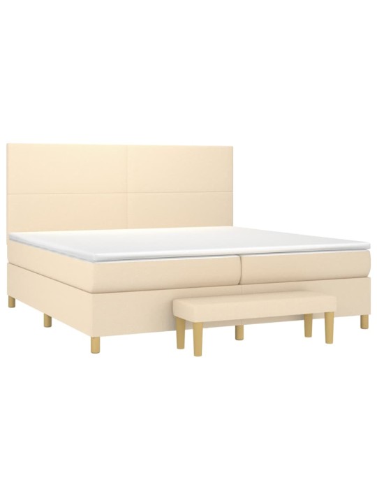 Box spring postel s matrací krémová 200x200 cm textil