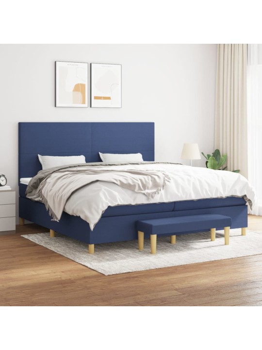 Box spring postel s matrací modrá 200x200 cm textil