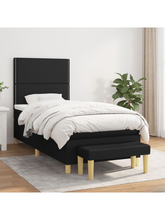 Box spring postel s matrací černá 80 x 200 cm textil